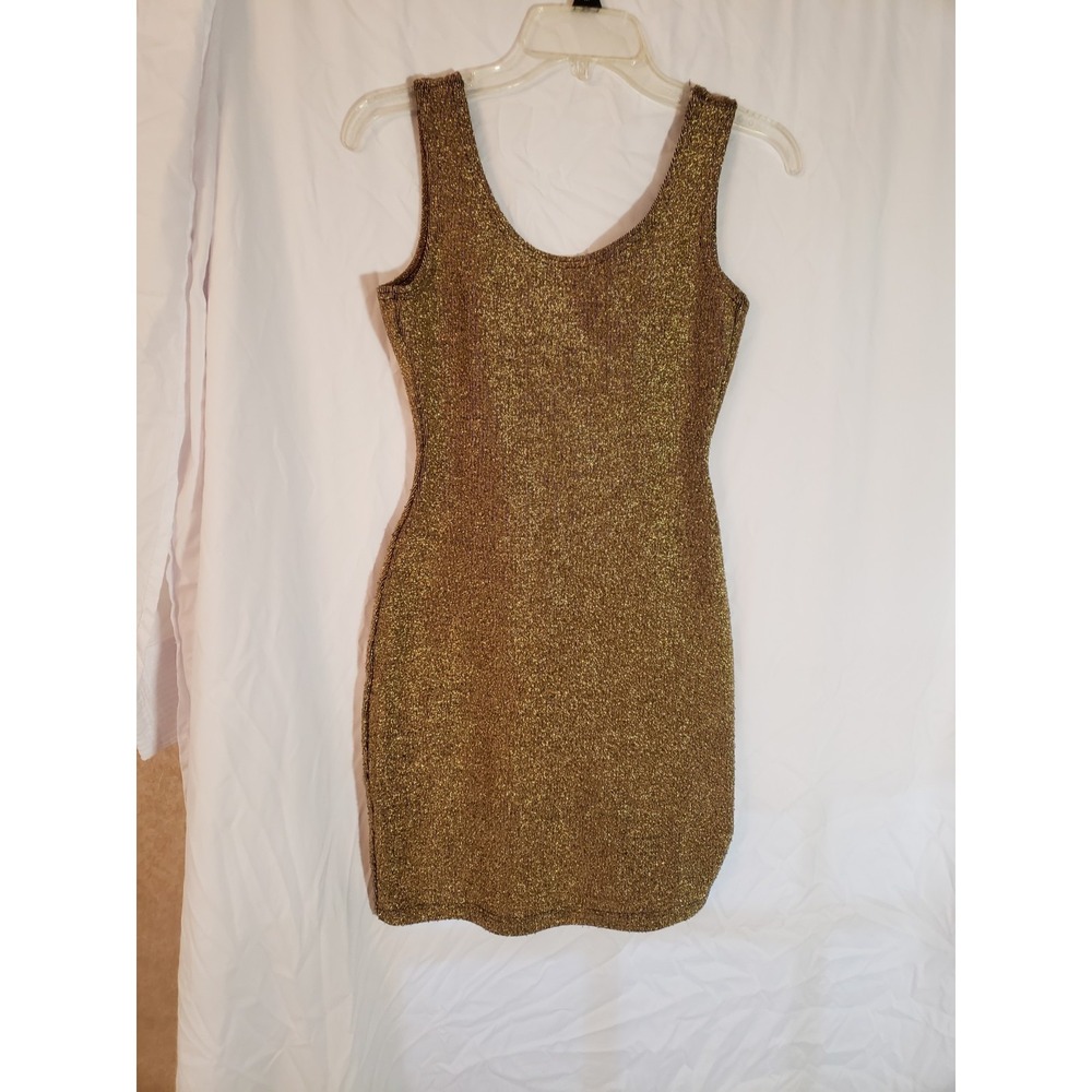 Women's Area Code Gold Shimmer Bodycon Dress Size M